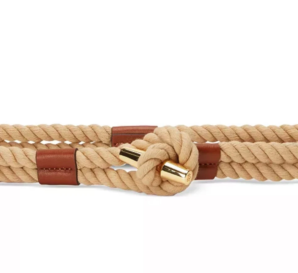 Lauren Ralph Lauren Feminino Couro Acabamento Corda Alternar Cinto Skinny Natural Lauren  - Imagem 3 de 3