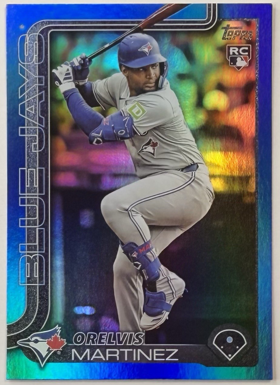 2025 Topps Series 1 Orelvis Martinez Blue Rainbow Foil /150 RC Blue Jays #18