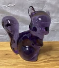 Fenton Squirrel Vintage Clear Glossy Violet Purple Glass Art Figurine Signed