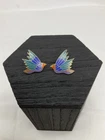 Vintage Laurel Burch Celestial Bird Cloisonne Enamel Post Earrings Gold Tone