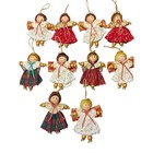 Handmade Spool Angels Christmas Ornaments Set of 10 Wood Bead Holiday READ