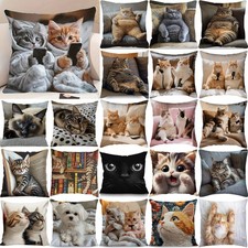 Cute Cat Dog PRINT Soft Pillow Cushion Cover Sofa Couch Pillowcase Xmas Decor