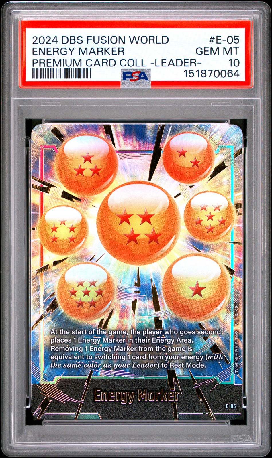 2024 DRAGON BALL SUPER CARD #E-05 ENERGY MARKER PSA 10