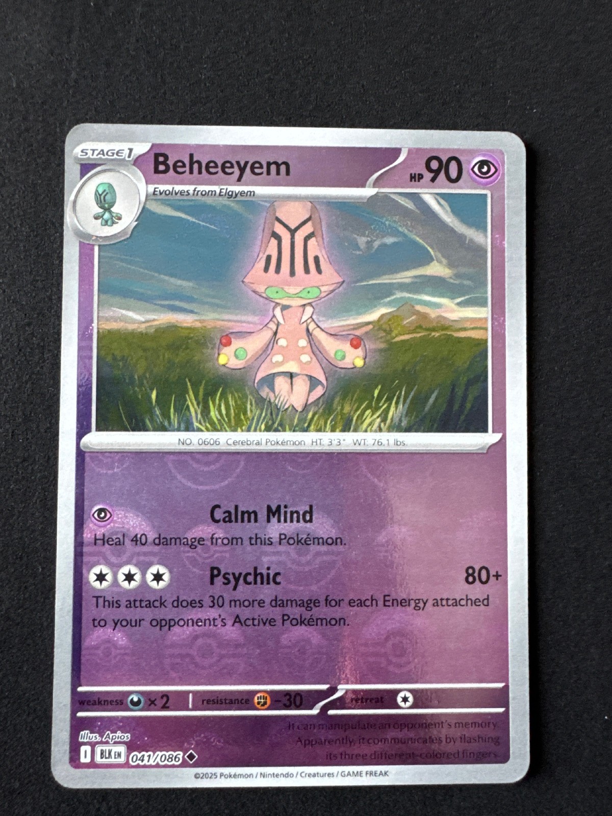 BEHEEYEM 041/086 NM UNCOMMON POKE BALL PATTERN BLACK BOLT POKEMON 2025