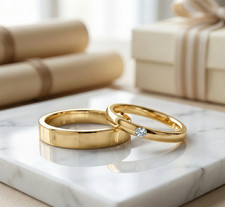 Matching Couple Ring | Minimal Diamond Wedding Band | Classic Plain Promise Ring