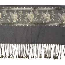 Berkeley Designs Women Long Midnight Blue Gray Butterfly Scarf Wrap Shaw Fringe