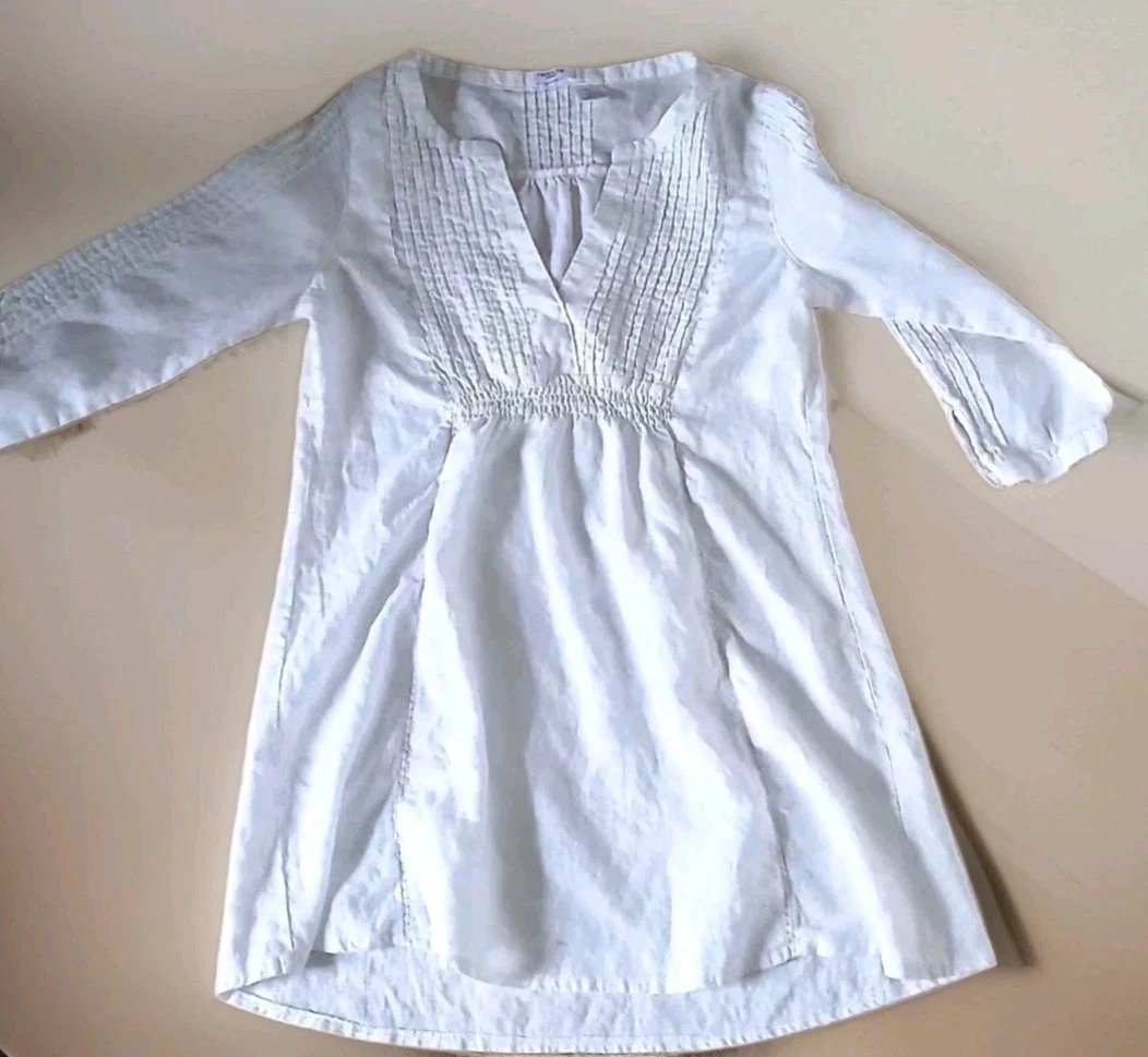 linen shirt dress short sleeve Womens White Mayaguana Linen Shirt Dress main image 0