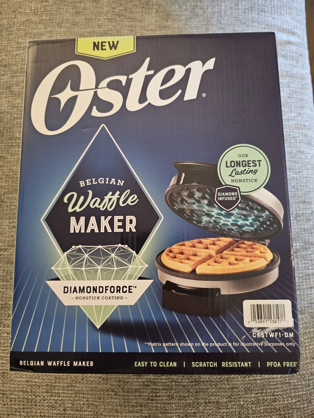 OSTER Flip Belgian Waffle Maker with DiamondForce Nonstick Coating CKSTWF1-DM
