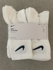 Brand New Nike Everyday Cushion Crew Socks White Size LARGE M8-12/W 10-13 6 Pack
