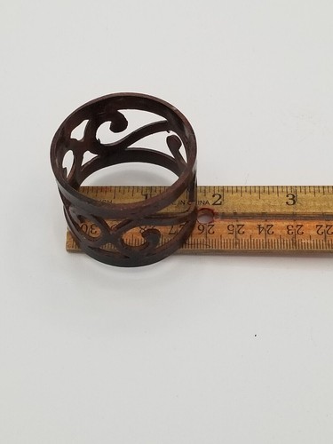 Napkin Ring Holders Set of 8 Metal Cut-Out Scroll Burl Brown Pierced - Picture 11 of 11