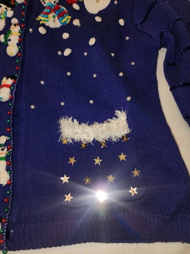 Berek Takako Sakon Medium Vintage Christmas Sweater Snowman Beaded RARE!! - Picture 6 of 16