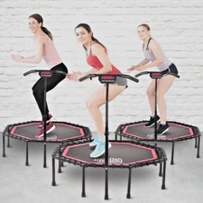Trampoline with Adjustable Handle Bar, Fitness Trampoline, ONETWOFIT 51" Silent