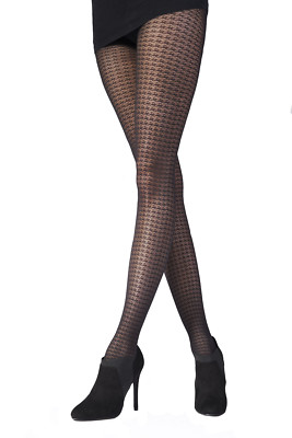 Pretty Polly Damen-Tights Dogtooth-Muster One Size Schwarz - PNAUY7
