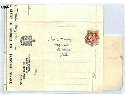 CHANNEL ISLANDS Guernsey Cover *Transport Service* 1943 WW2 Letter Receipt CV65 - Picture 6 of 7
