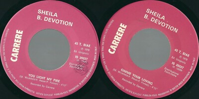 45 RPM Record Sheila B. Devotion   You Light My Fire // Gimme Your Loving