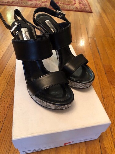 Snakeskin pattern & black Halogen Strappy Platform Sandals Size 8.5M NWB - Picture 2 of 7
