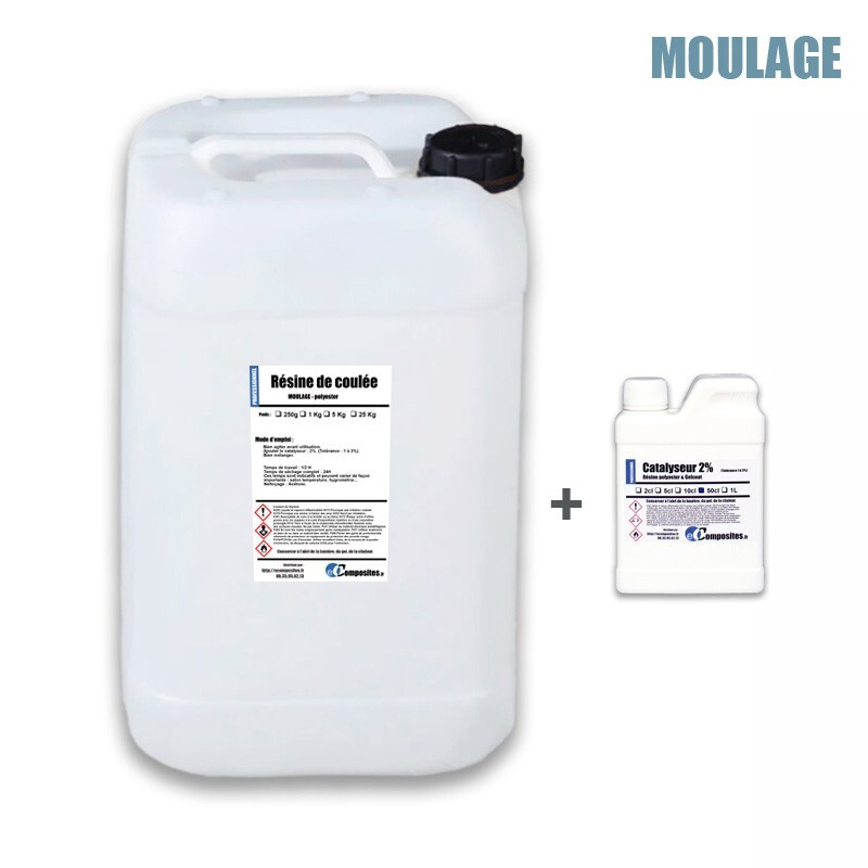 Résine polyester de coulée moulage 25 kg contre les fissures et retraits de matière