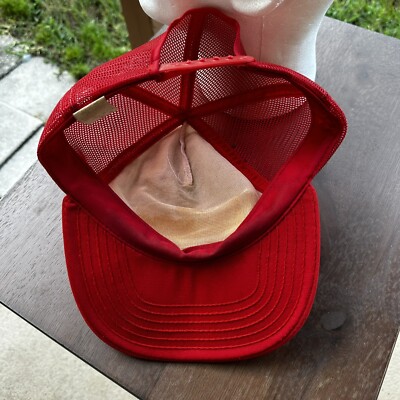 Vintage Winston Trucker Cap Hat Mens Adjustable Red Snapback