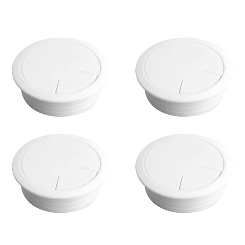 60mm White Plastic Cable Desk Grommets Computer PC Cover Caps Wires ...