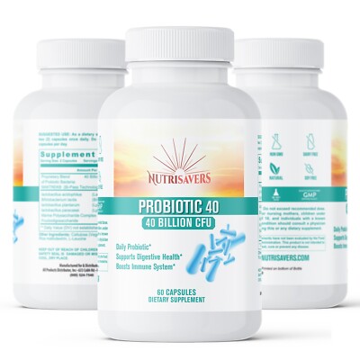 Probiotic Digestive Support 40B CFU Gut Health Immune Boost 60 Caps x3 Pack