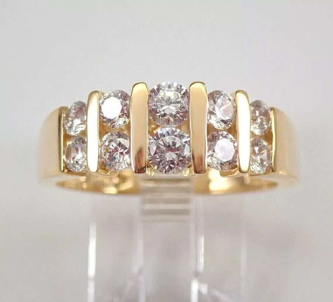 Men's 14K Yellow Gold Moissanite Wedding Band 2 Ct Round Cut-image