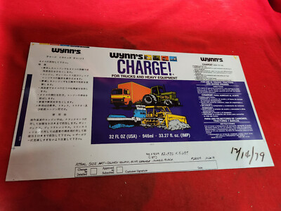 rare CONTINENTAL CAN flat EMPTY WYNN'S CHARGE 4 TRUCKS  APPROVAL Museum 1979 8w5