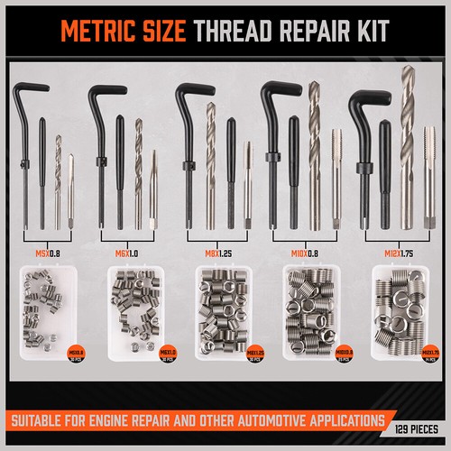 300Pc HSS Helicoil Kit Thread Repair Metric & Imperial Combination Drill Taper - Picture 5 of 10