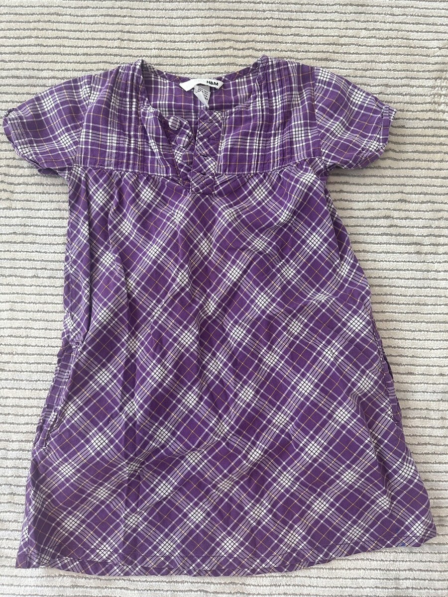 purple plaid dress h&m H&M Purple Plaid Summer Dress Girls Size 6