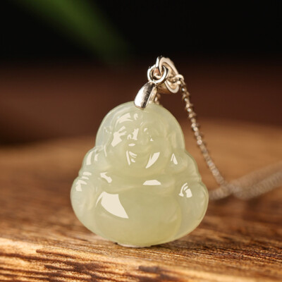 Moyu Mountain Ghost Flower Eight Qian Taoist Pendant Green Jade Safety Buckle