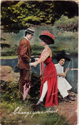 Antique Change Your Bait Colored Real Photo Post Card Humorous