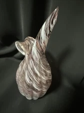 Lefton Vintage Blown Glass lavender and white swirl bud Vase 7.5” tall