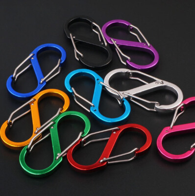 Mini Keychain Hook S Type Carabiner Anti-Theft Buckle Camping Backpack Buckles