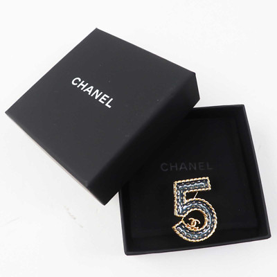 CHANEL NO.5 COCO Mark Brooch pin Gold Plated Navy | eBay
