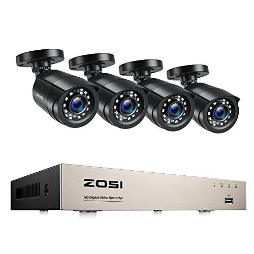 ZOSI 8CH CCTV Camera System with 4 x 1080P HD Outdoor Security Bullet Cameras... Populaire VERKOOP, 2022
