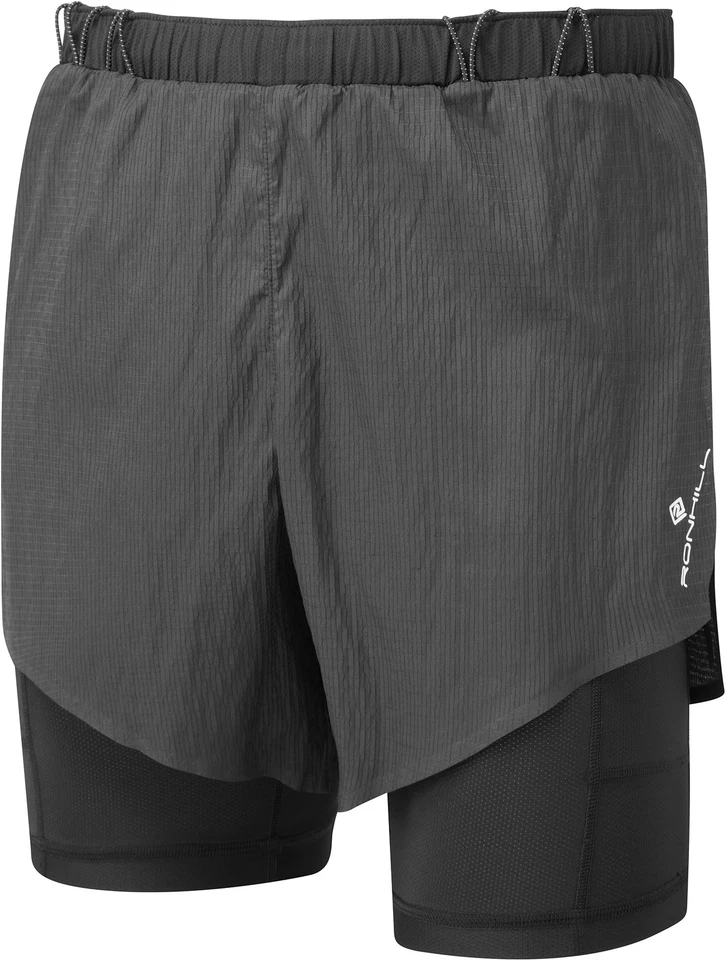 Pantalones Cortos para Correr Ronhill Tech Race Twin Para Hombre Negros 2 en 1 Doble Entrenamiento Corto para Correr Foto 3 de 4