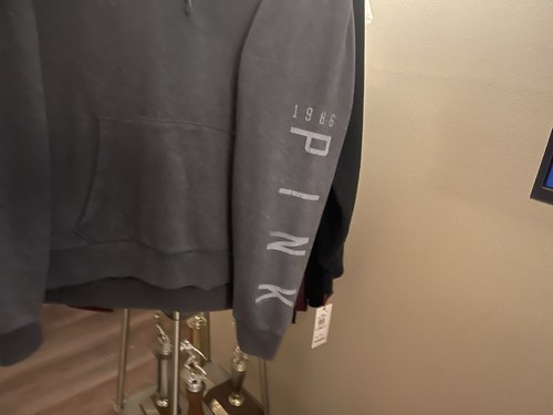 Victoria's Secret PINK Premium Fleece Pullover Oversized Hoodie Sz L Gray - Picture 3 of 5