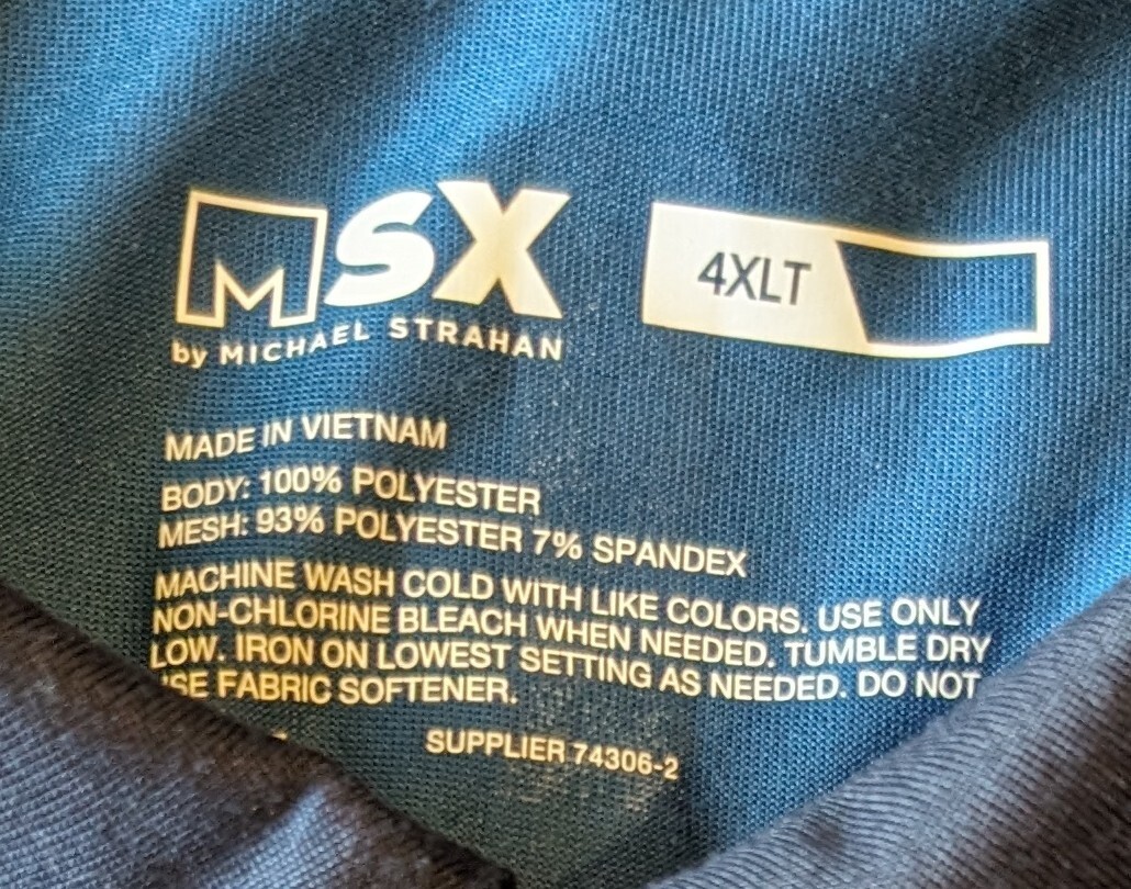 MSX by Michael Strahan Performance Polo Golf Shirt Mens Size 4XLT Blue & Black