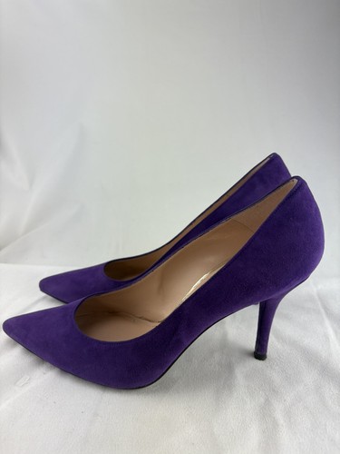 Stuart Weitzman Pumps Size 9.5 Purple Suede Pointed Toe - Picture 3 of 7