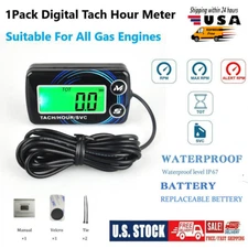 Digital Tach Hour Meter Tachometer Gas Engine Maintenance for 2/4 Stroke Engines