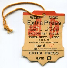RARE 1936 Detroit Lions College All-Stars football JOE CARR owned Press Pass  