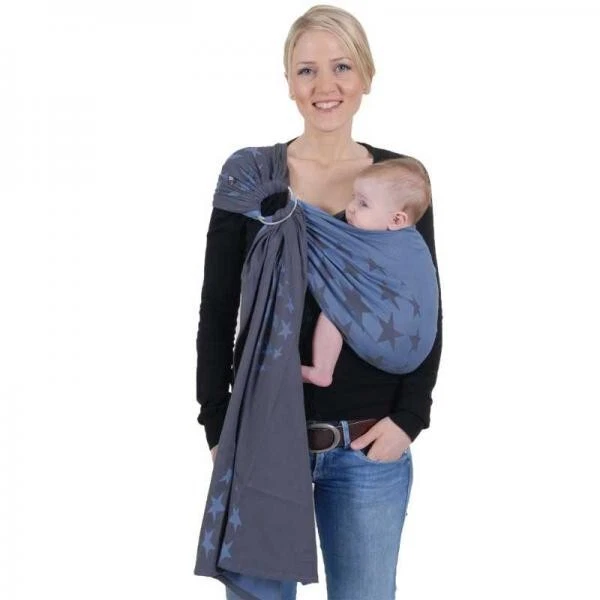 Hoppediz Ring-Sling Los Angeles Blue/ Grey Jacquard Cotton, size 200cm x 70 cm