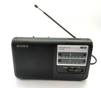 Sony ICF-38 AM FM 2 Band Portable Radio With Power Cord 
