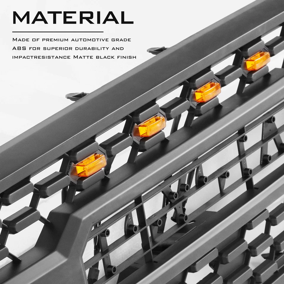 For 2016-2023 Toyota Tacoma Front Bumper Grille Mesh Grill With Amber LED Lights Foto 3 de 4