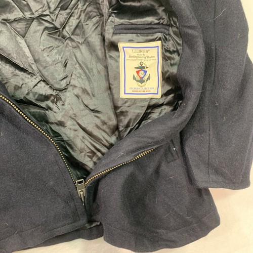 LL Bean Wool Jacket Mens Large Black Anchor Navy Sterlingwear Of Boston USA VTG - Picture 6 of 10
