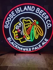 Chicago Blackhawks NHL hockey goose island beer led light up Sign Illinois New