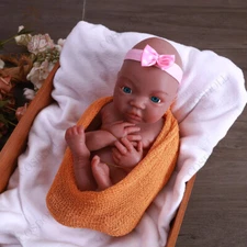 COSDOLL 17''Reborn Baby Girl Doll Realistic Platinum Silicone Doll Newborn#Brown