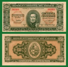 Uruguay P34, 50 Centismios, General José Gervasio Artigas 1939  XF-AU