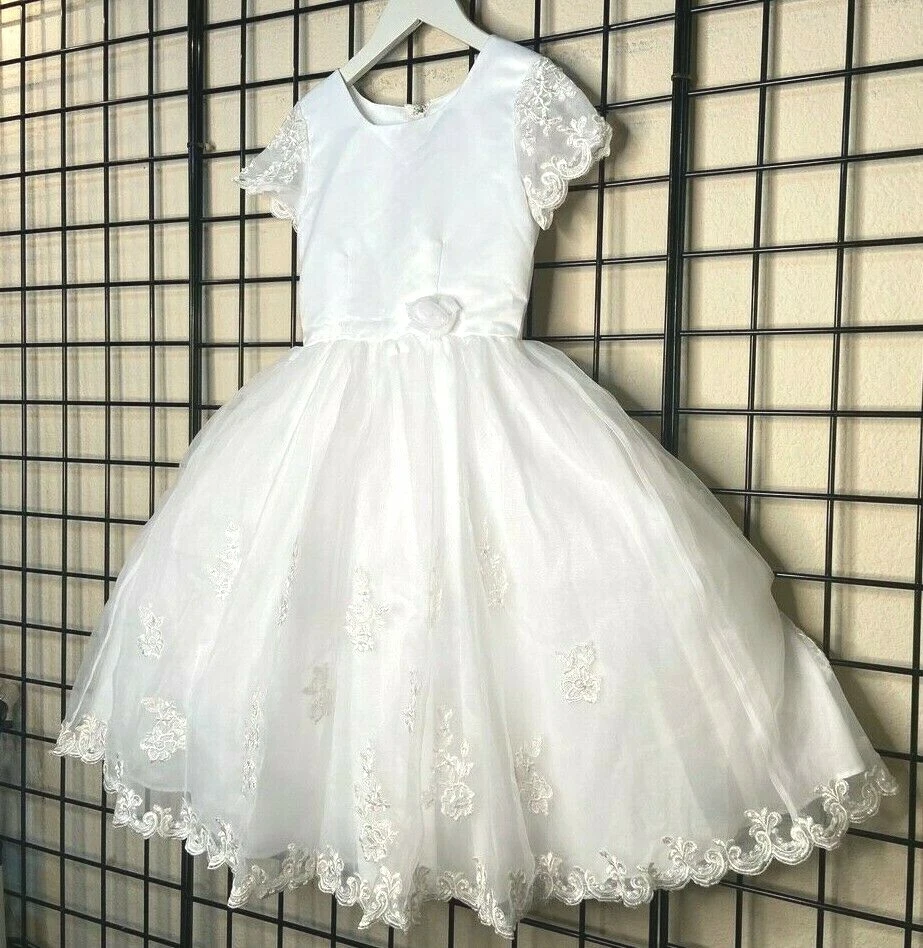 NWT NEW White Satin Tulle Sweetie Pie Pageant/Party/Formal Gown 7Y-Fit 7/8/9Y - Image 2 of 4