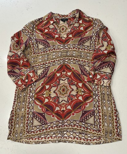 TALBOTS Women’s Blouse Top Sz6 Linen & Silk Blend Bohemian Retro Chic Semi Sheer - Picture 17 of 18