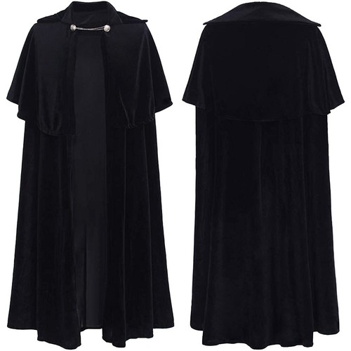 Adult Kids Velvet Cape Robe Gothic Cloak Witch Wizard Cosplay Costume ...
